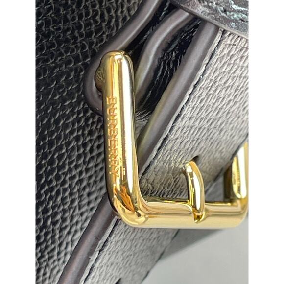 $1790 BURBERRY BANNER BLACK LEATHER HOUSE CHECK CANVAS SHOULDER MEDIUM TOTE BAG - Picture 8 of 16